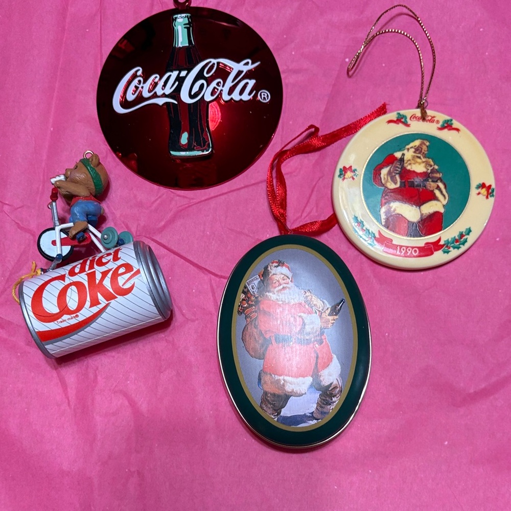 Coca Cola Holiday Ornament Collection - Red, White, and Gold